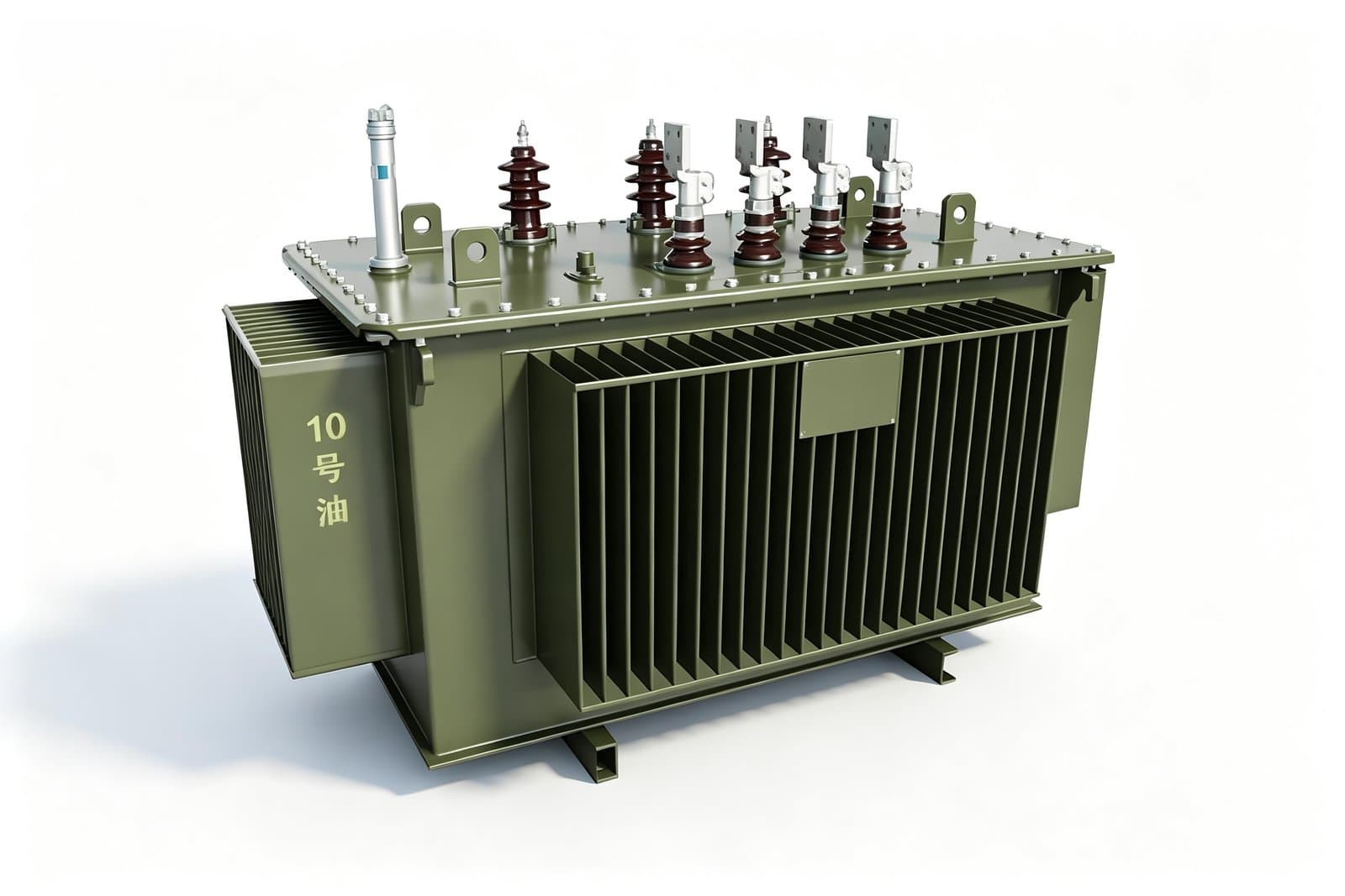 SBH25 amorphous-alloy oil-immersed transformer with a green corrugated-fin tank and HV/LV bushings on the cover